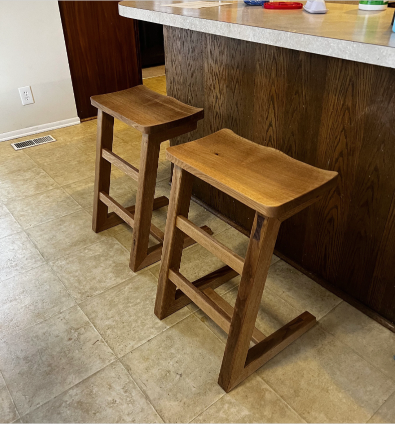 Mid Century Modern Style Barstools, Hardwood Barstool, Modern Barstools, Barstool