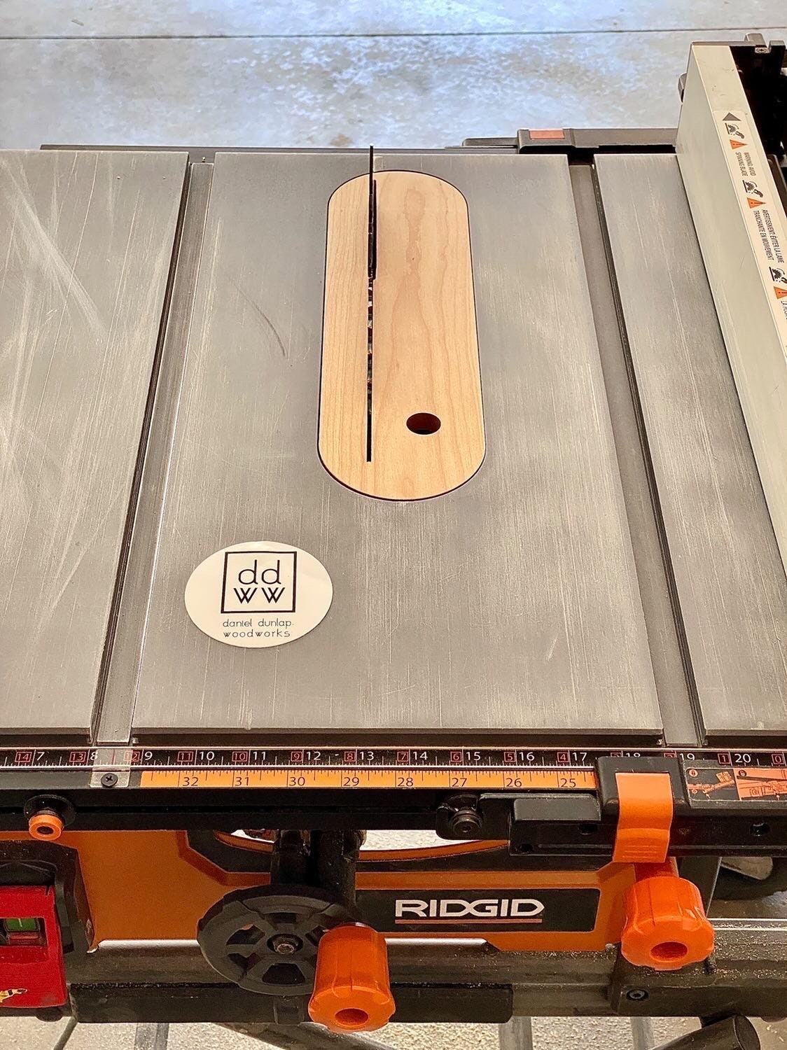 RIDGID R4550 Table Saw Zero Clearance Insert Plate, Hardwood