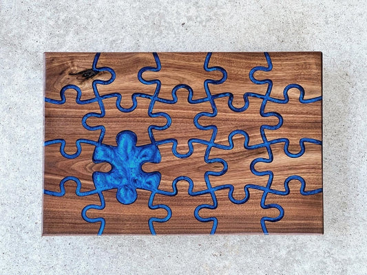 Decorative Puzzle Piece Walnut Serving Board