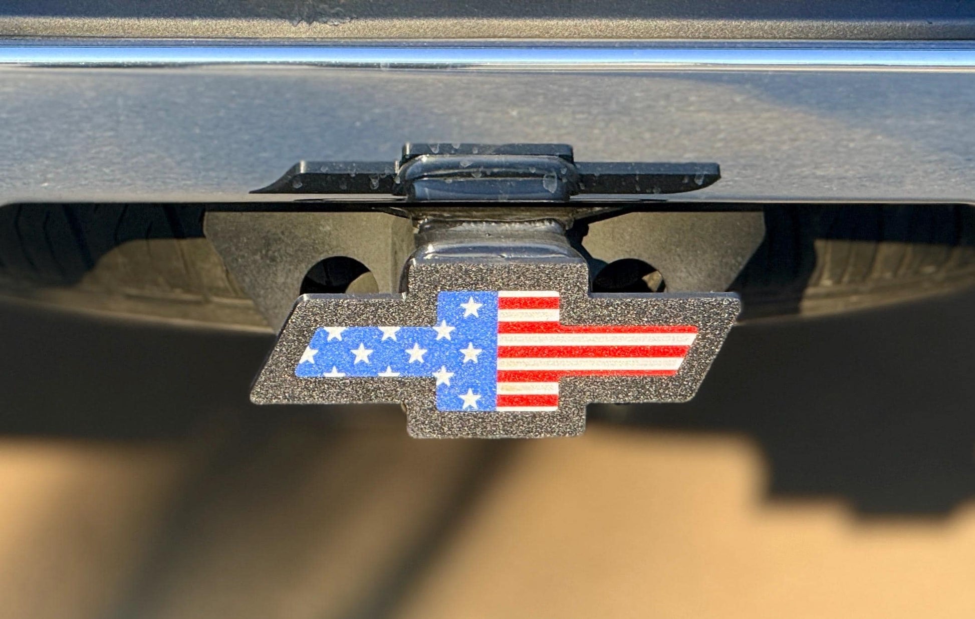 Chevy Bow Tie USA Trailer Hitch Cover - Patriotic