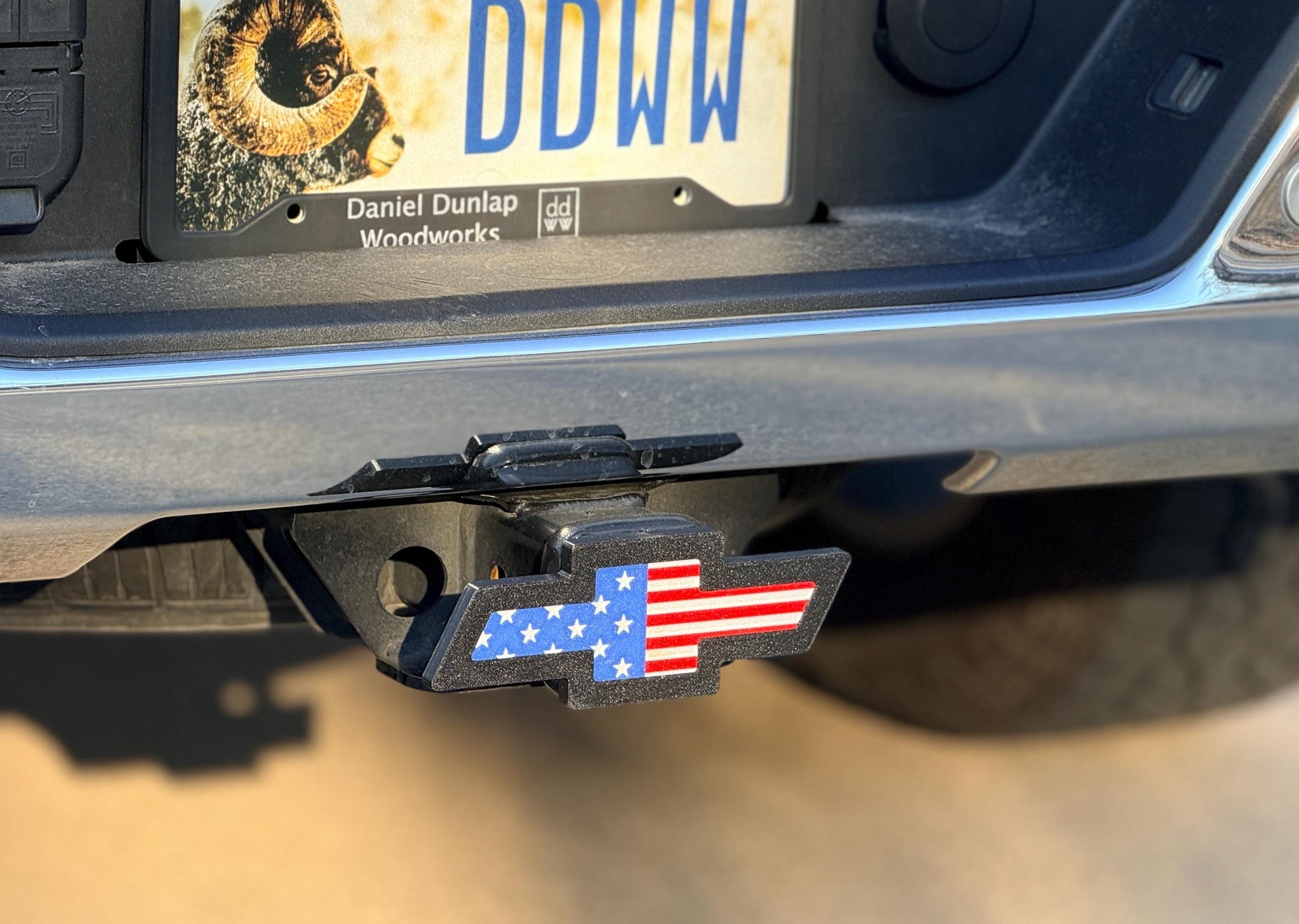 Chevy Bow Tie USA Trailer Hitch Cover - Patriotic