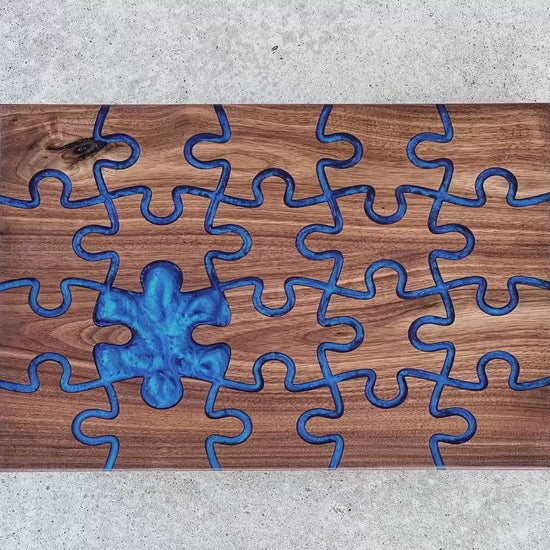 Decorative Puzzle Piece Walnut Serving Board